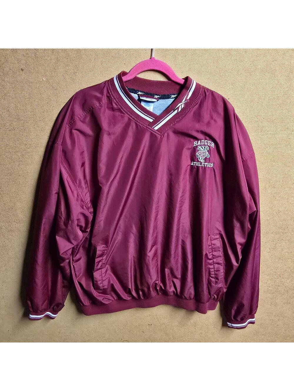 Vintage Wisconsin Badgers Reebok Sportswear Windbreaker Pullover XL On Field